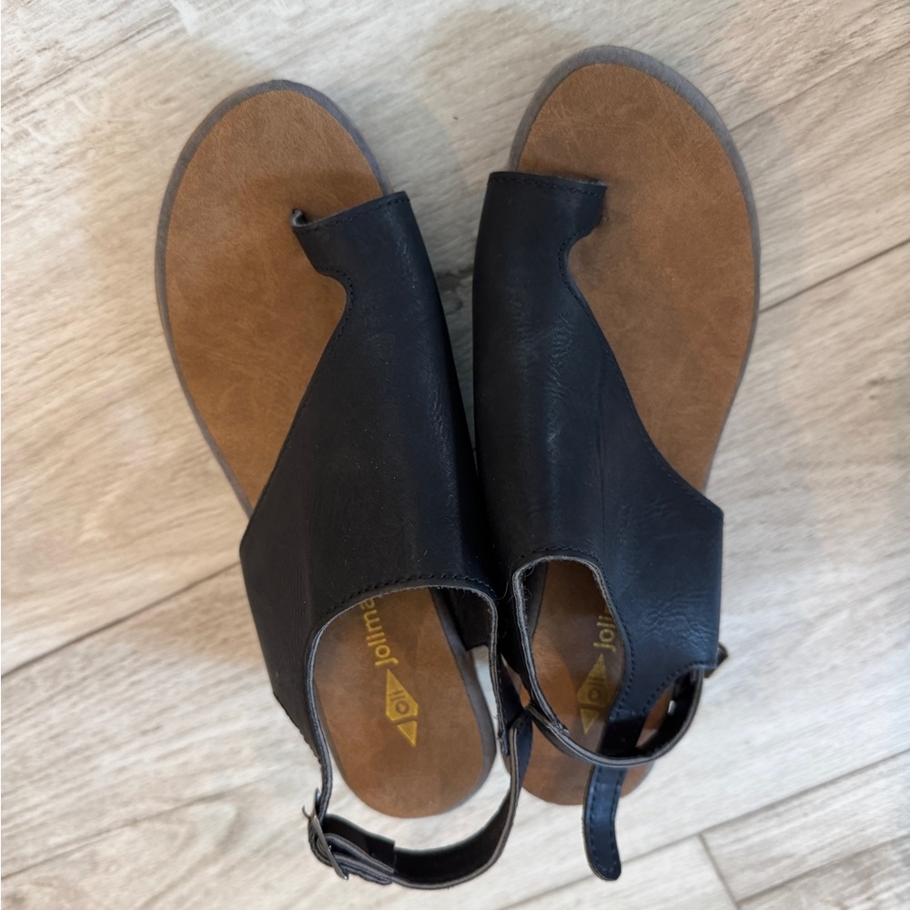 Black and Brown Open-Toe Sandals